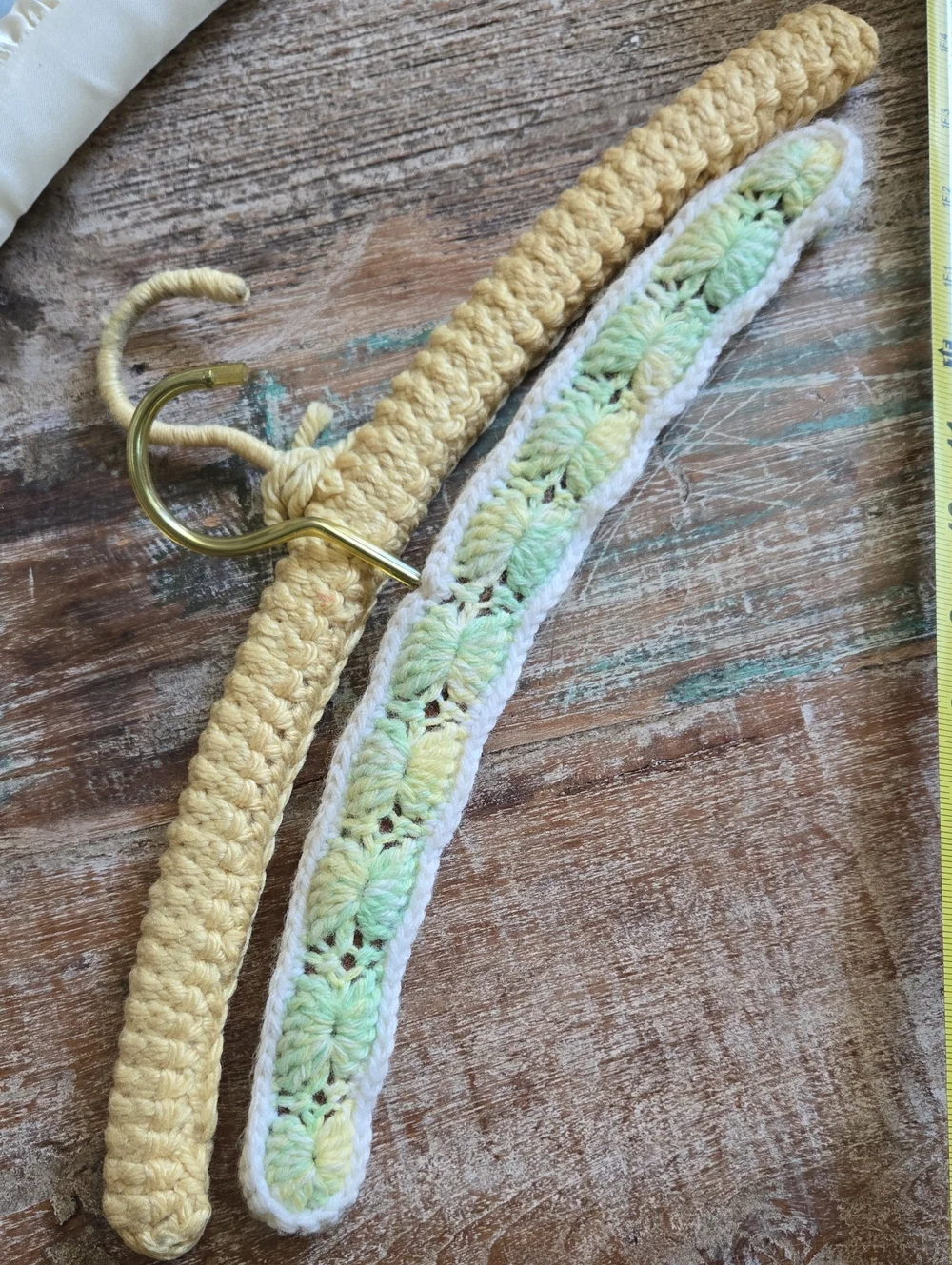 Vintage Mixed Closet Hanger Lot - Silk Padded & Hand Crochet Set of 5 (BIN 011)